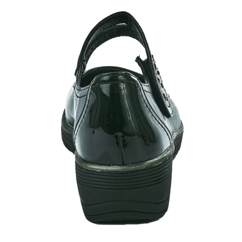 Chaussures Confort|LADY CONFORT Ballerines A Brides Femme Noir Avec Clous