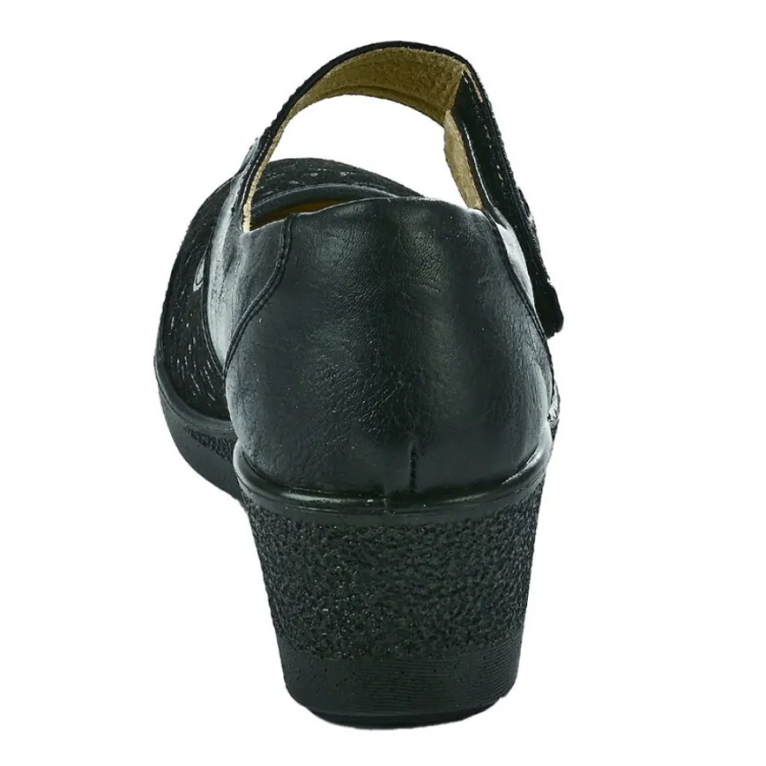Chaussures Confort|LADY CONFORT Ballerines A Brides Femme Noir Bi-Matieres