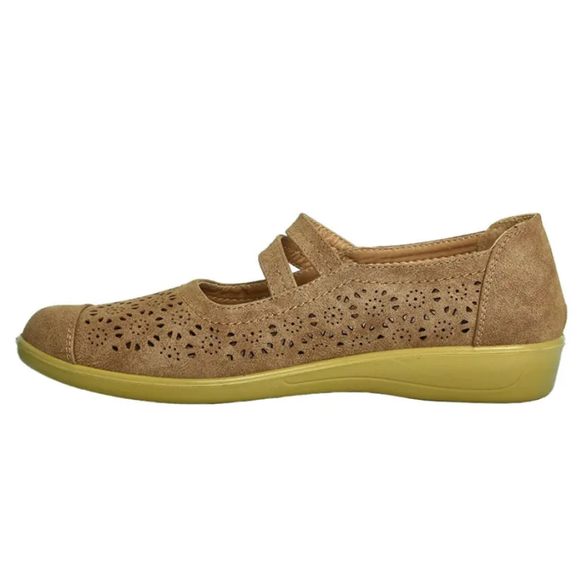Chaussures Confort|LADY CONFORT Ballerines Confort Femme Marron Semelles Souples