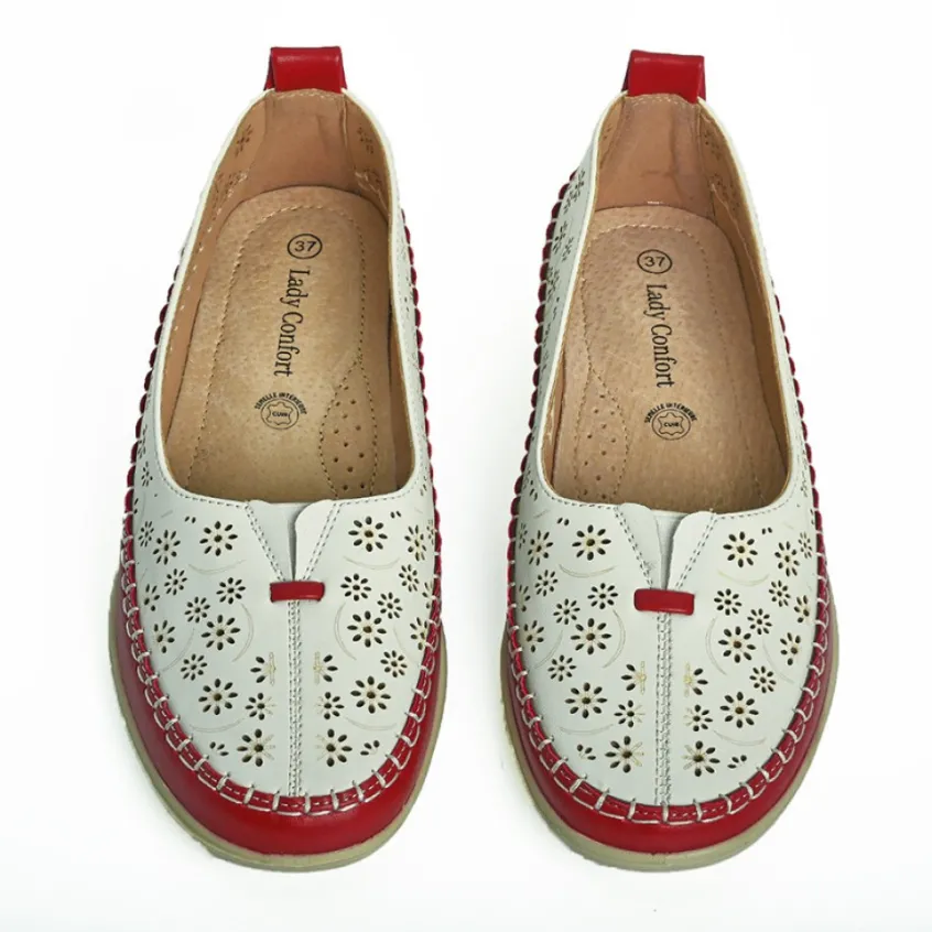 Chaussures Confort|LADY CONFORT Ballerines Confort Femme Blanc Ajouree