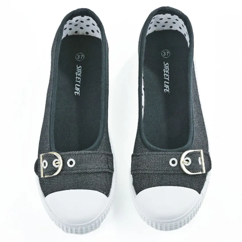 Ballerines|STREET LIFE Ballerines Femme En Toile Noire