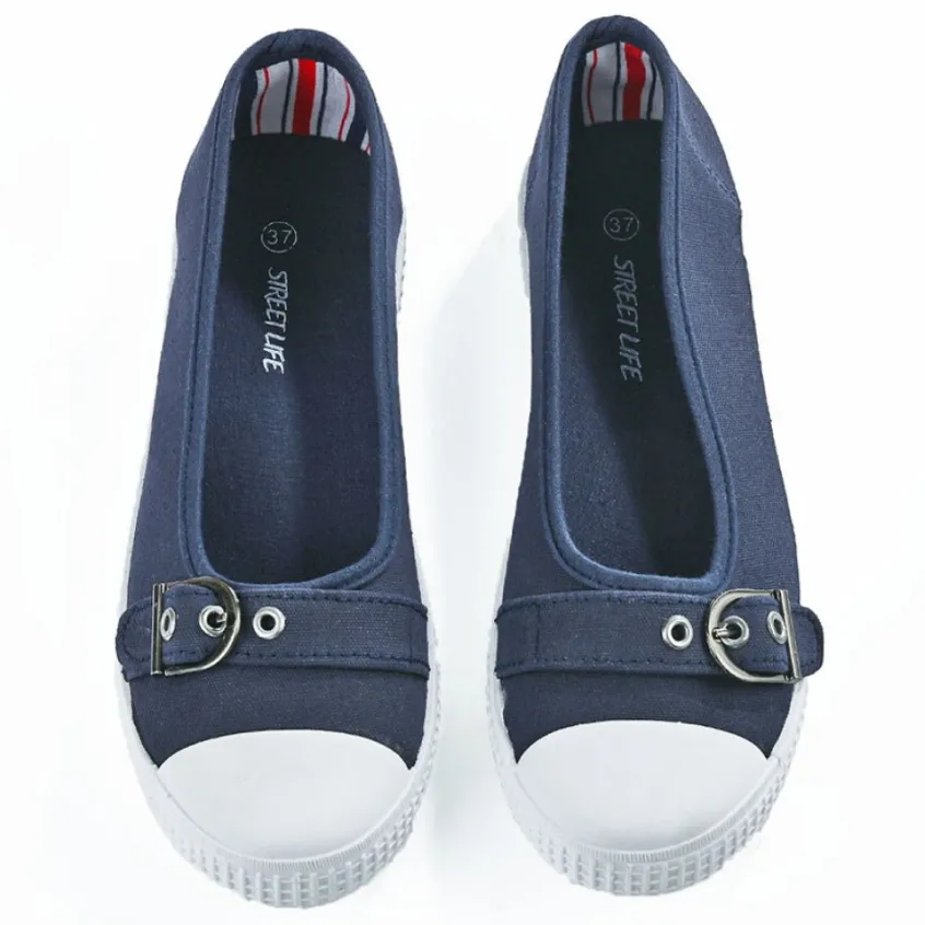 Ballerines|STREET LIFE Ballerines Femme En Toile Bleu Marine