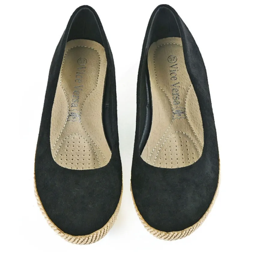 Ballerines|VICE VERSA Ballerines Femme Noires Semelle Tressee
