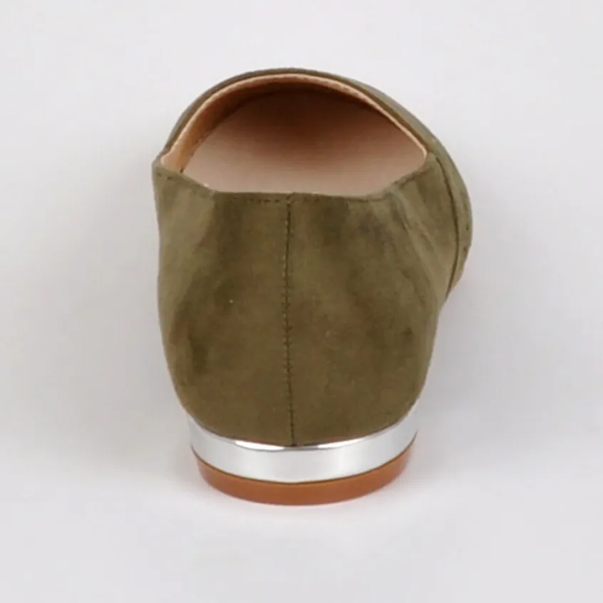 Ballerines|VICE VERSA Ballerines Femme Vert Kaki Au Talon Argente