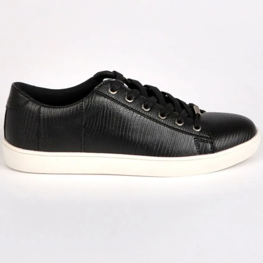 Baskets, Sneakers|STREET LIFE Baskets Avec Effet Reptile Noir