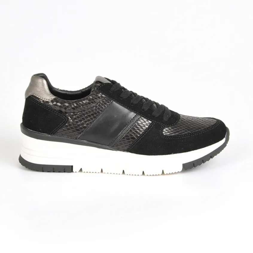 Baskets, Sneakers|STREET LIFE Baskets Avec Effet Reptile Noir