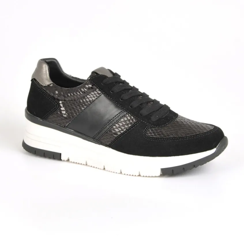 Baskets, Sneakers|STREET LIFE Baskets Avec Effet Reptile Noir