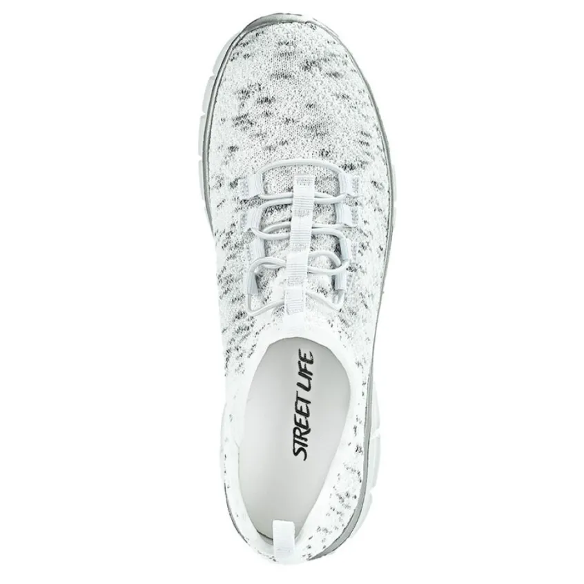 Baskets, Sneakers|STREET LIFE Baskets Avec Lacets Elastiques Femme Blanc Chine