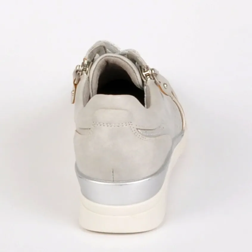 Chaussures Confort|LADY CONFORT Baskets Avec Zip Pratique Sur Le Cote Gris
