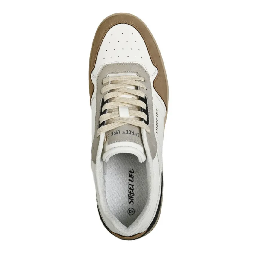 Baskets, Sneakers|STREET LIFE Baskets Basses Homme Blanc Semelle Recyclee