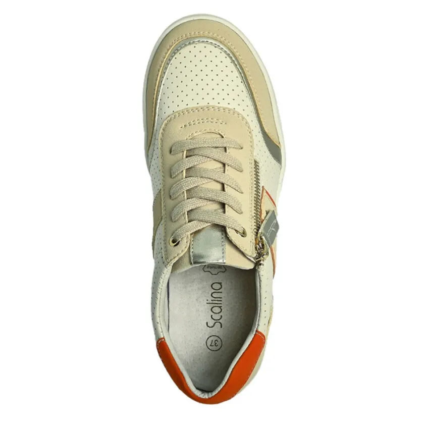 Chaussures Confort|SCALINA Baskets Compensees Femme Beige