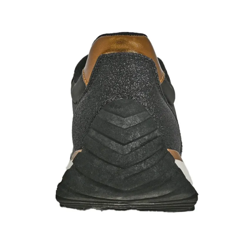 Baskets, Sneakers|STREET LIFE Baskets Compensees Femme Noir Et Dore