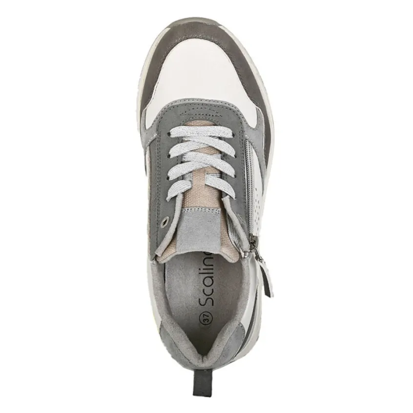 Chaussures Confort|SCALINA Baskets Confort Femme Blanc Fermeture Eclair