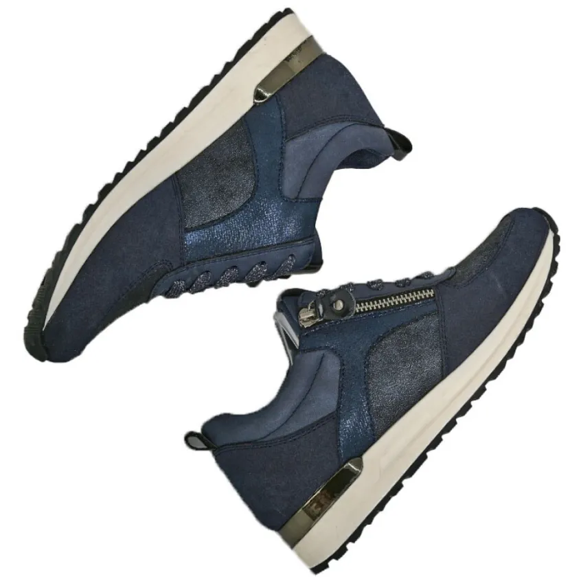 Chaussures Confort|SCALINA Baskets Confort Femme Bleu Marine A Fermeture Eclair