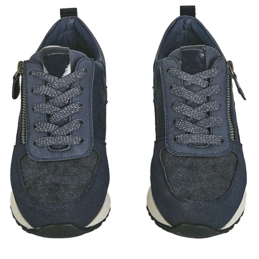 Chaussures Confort|SCALINA Baskets Confort Femme Bleu Marine A Fermeture Eclair