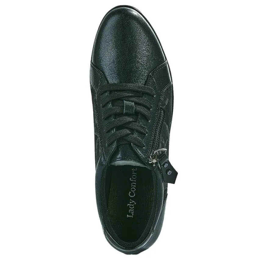 Chaussures Confort|LADY CONFORT Baskets Confort Femme Noir