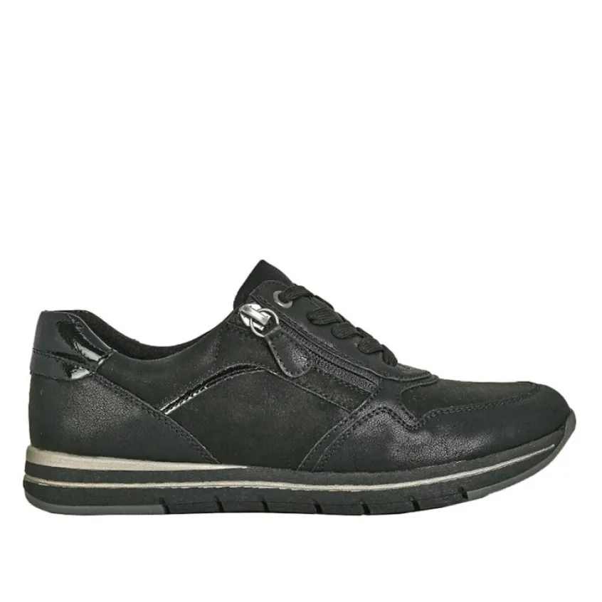 Chaussures Confort|RELIFE Baskets Confort Femme Noir Avec Fermeture Eclair