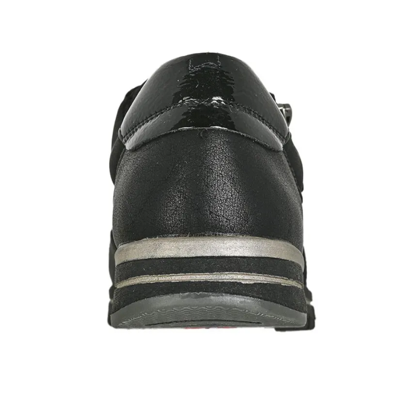 Chaussures Confort|RELIFE Baskets Confort Femme Noir Avec Fermeture Eclair