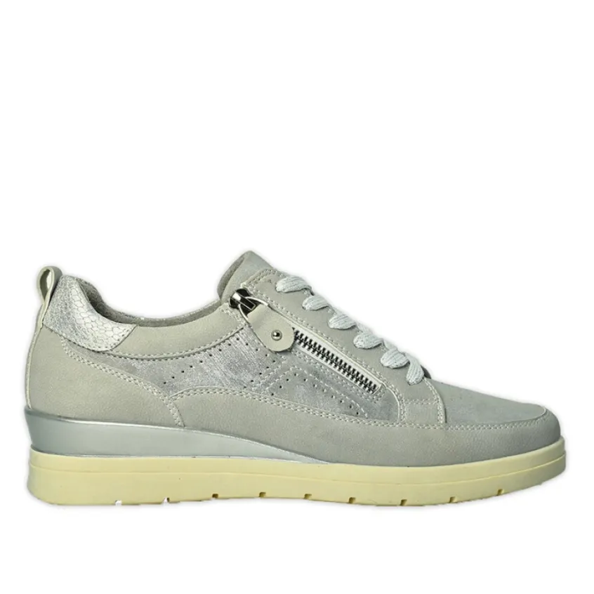 Chaussures Confort|LADY CONFORT Baskets Femme Argente