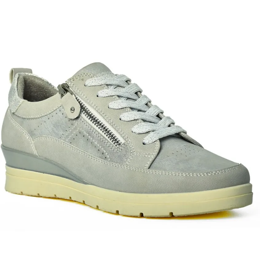 Chaussures Confort|LADY CONFORT Baskets Femme Argente