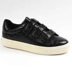 Baskets, Sneakers|STREET LIFE Baskets Femme Avec Effet Croco Noir