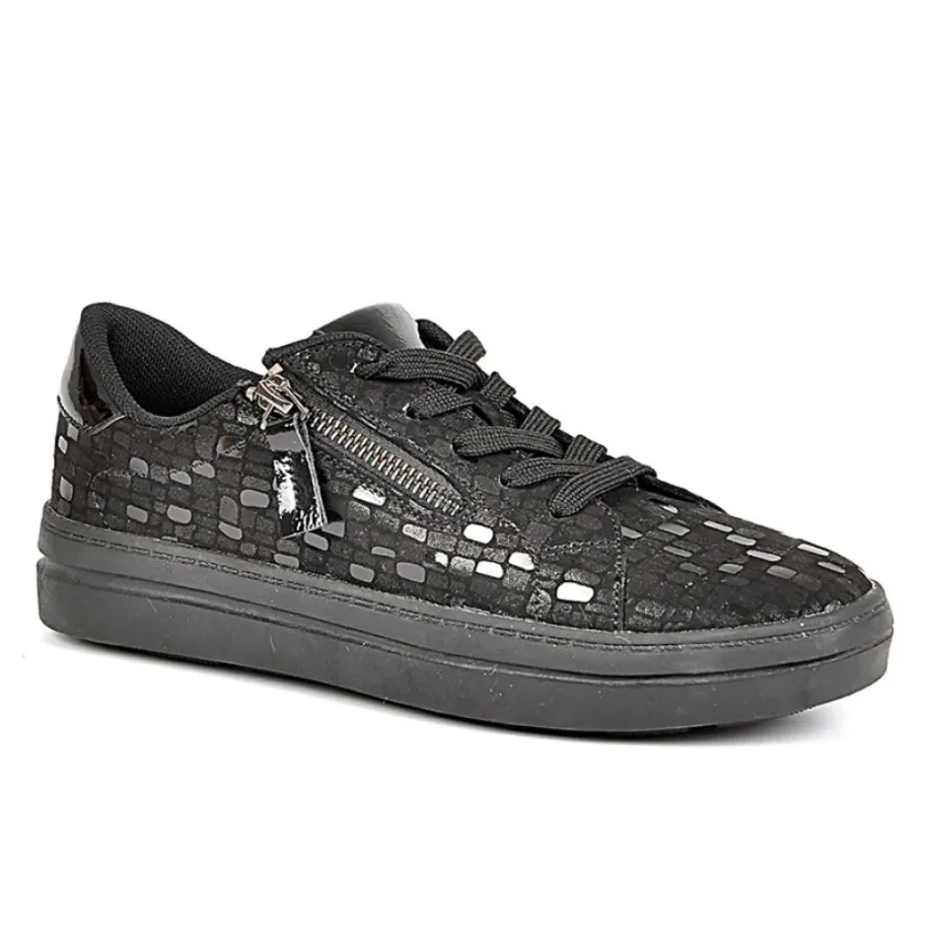 Chaussures Confort|SCALINA Baskets Femme Avec Zip Pratique Sur Le Cote Noir