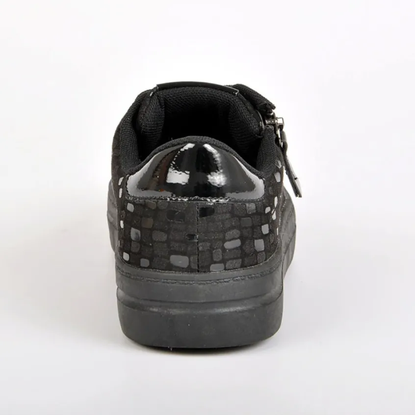 Chaussures Confort|SCALINA Baskets Femme Avec Zip Pratique Sur Le Cote Noir