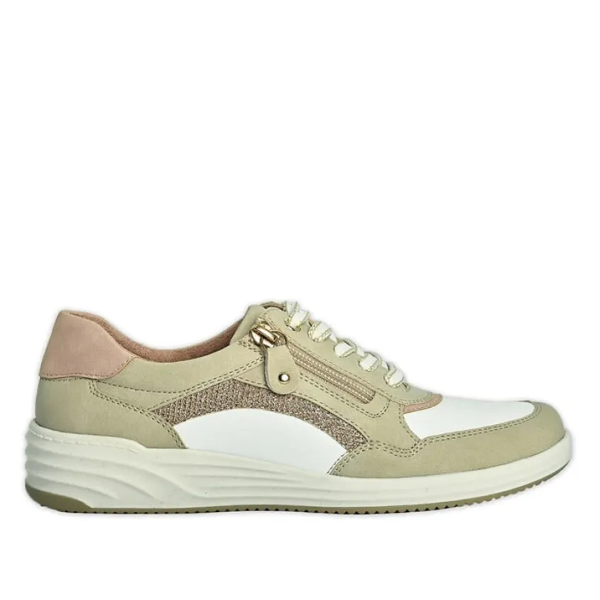 Chaussures Confort|RELIFE Baskets Femme Beige Avec Fermeture Eclair