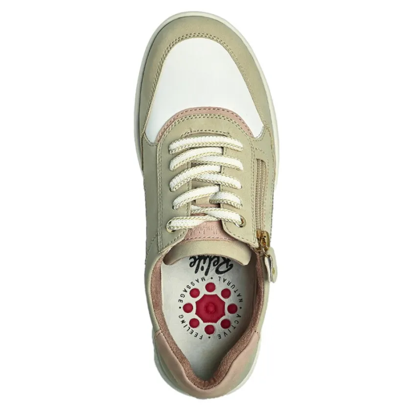Chaussures Confort|RELIFE Baskets Femme Beige Avec Fermeture Eclair