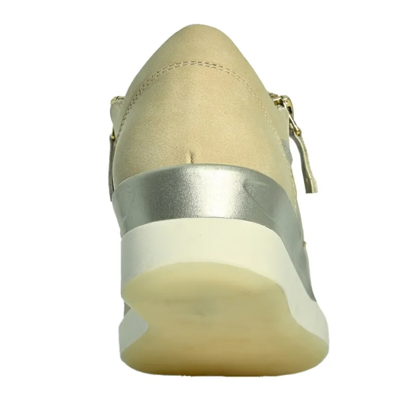 Chaussures Confort|LADY CONFORT Baskets Femme Beige Effet Python