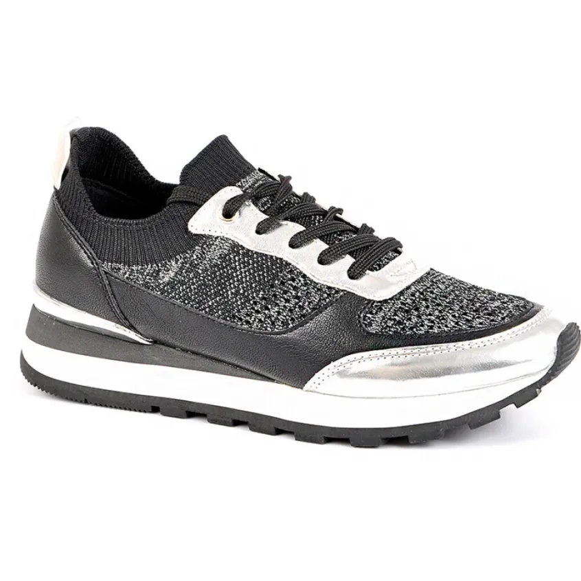 Baskets, Sneakers|STREET LIFE Baskets Femme Bi-Matieres Noir