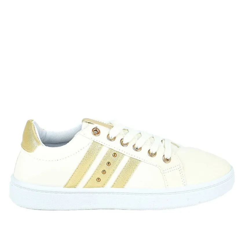 Baskets, Sneakers|STREET LIFE Baskets Femme Blanc Et Dore
