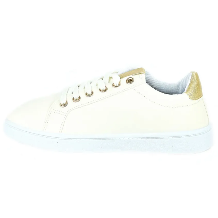 Baskets, Sneakers|STREET LIFE Baskets Femme Blanc Et Dore