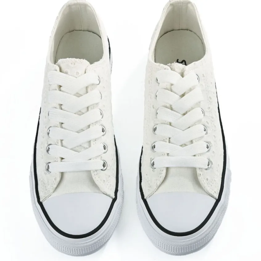 Baskets, Sneakers|STREET LIFE Baskets Femme Dentelle Blanche Broderie Anglaise