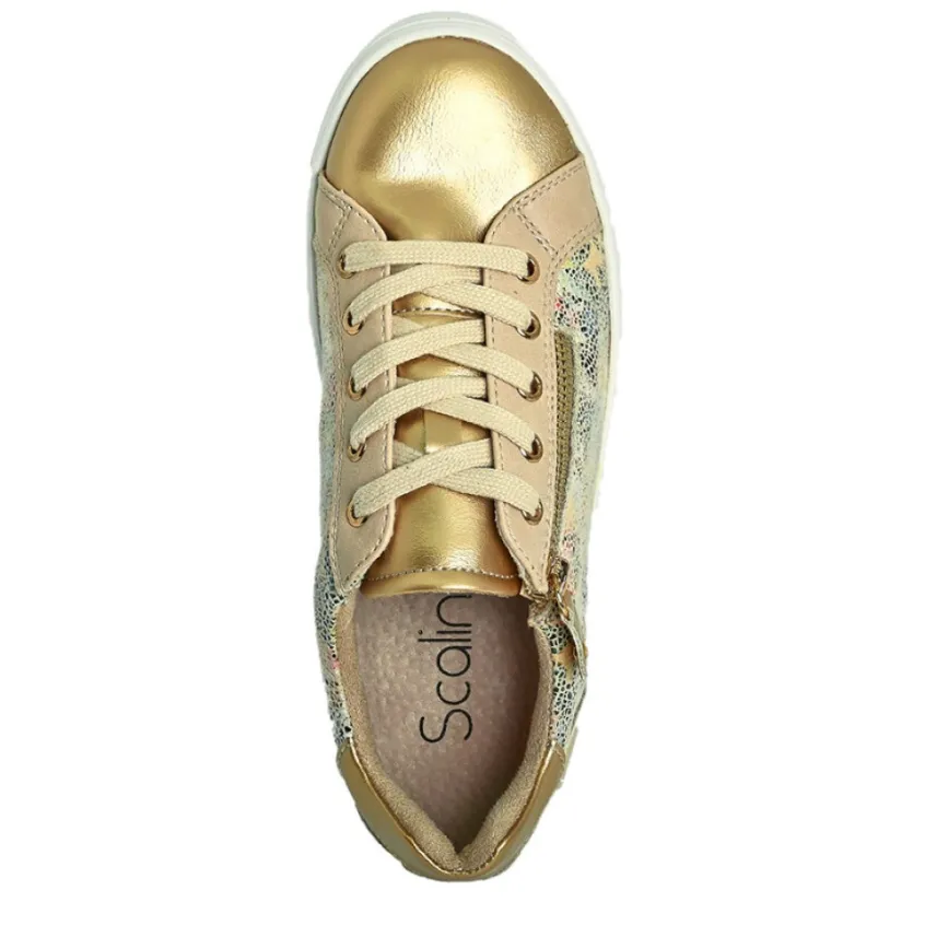 Chaussures Confort|SCALINA Baskets Femme Dore