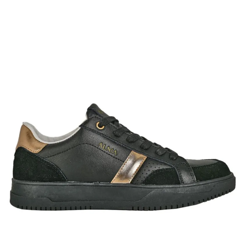 Baskets, Sneakers|ALMA Baskets Femme En Cuir Noir