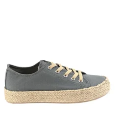 Baskets, Sneakers|STREET LIFE Baskets Femme En Toile Grise Semelle Corde