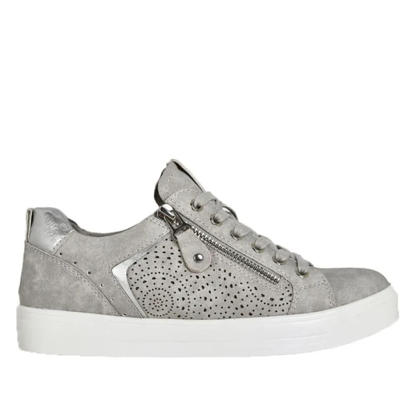 Chaussures Confort|SCALINA Baskets Femme Gris A Fermeture Eclair