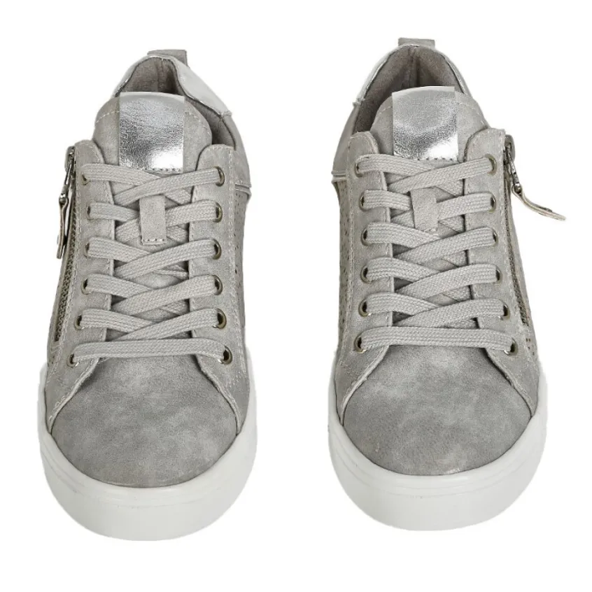 Chaussures Confort|SCALINA Baskets Femme Gris A Fermeture Eclair