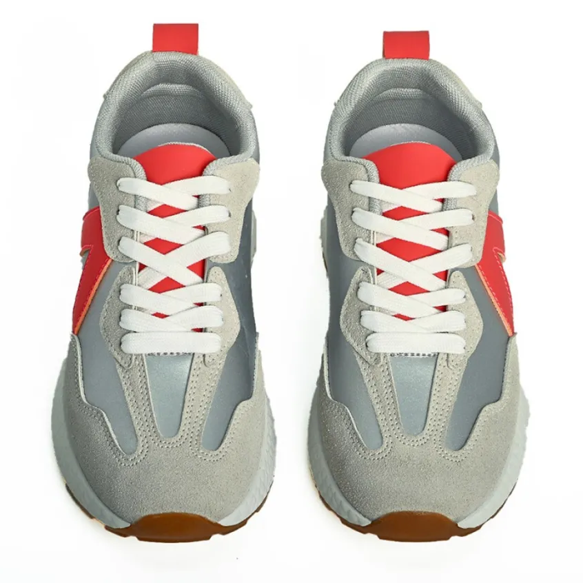 Baskets, Sneakers|STREET LIFE Baskets Femme Gris Et Orange