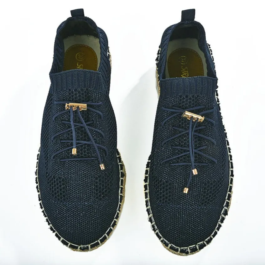 Baskets, Sneakers|STREET LIFE Baskets Femme Maille Bleu Marine Lacets Elastiques