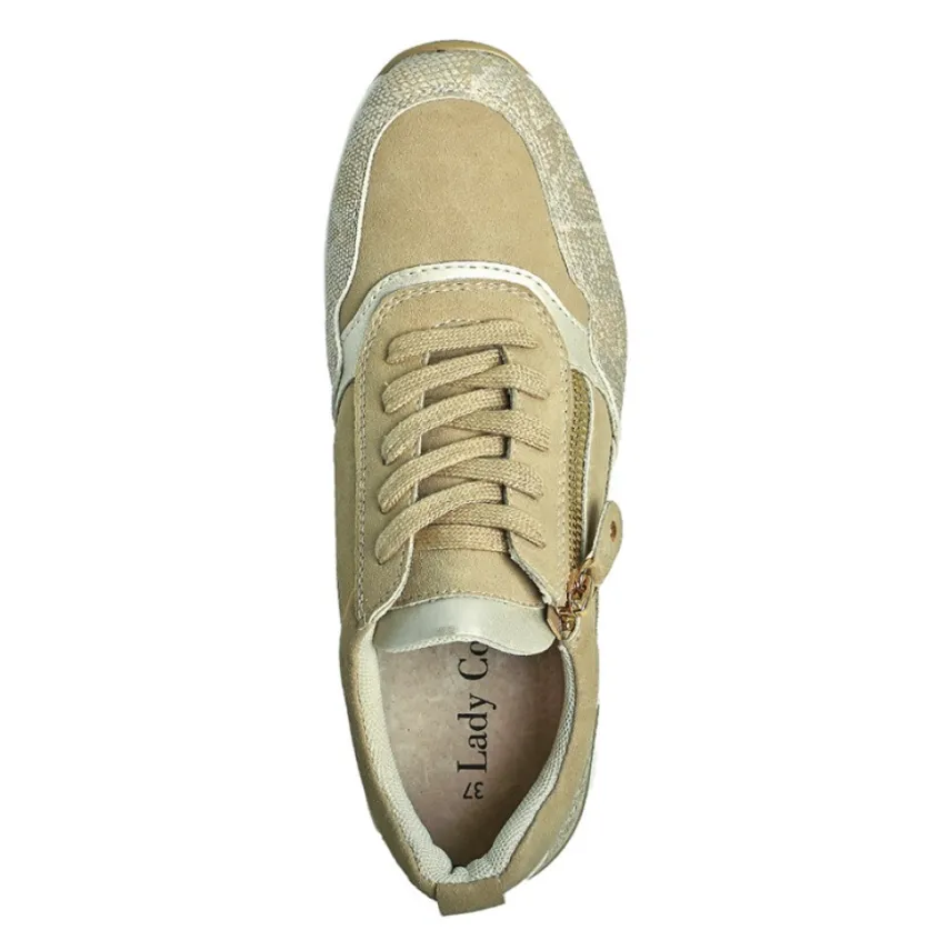 Chaussures Confort|LADY CONFORT Baskets Femme Marron A Semelle Amovible