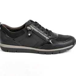 Chaussures Confort|RELIFE Baskets Femme Noir Avec Effet Python