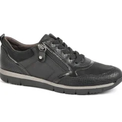 Chaussures Confort|RELIFE Baskets Femme Noir Avec Effet Python