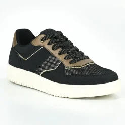 Baskets, Sneakers|STREET LIFE Baskets Femme Noir Et Dore
