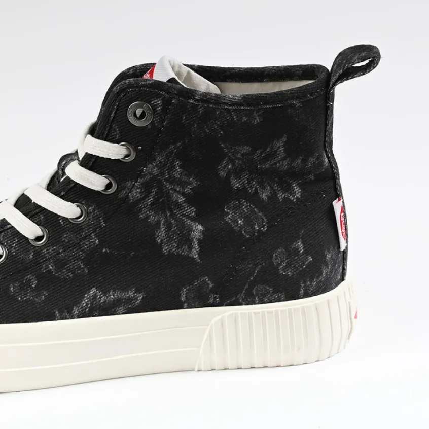 Baskets, Sneakers|LEE COOPER Baskets Femme Noir Imprime Fleuri