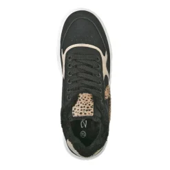 Baskets, Sneakers|STREET LIFE Baskets Femme Noir Motif Leopard