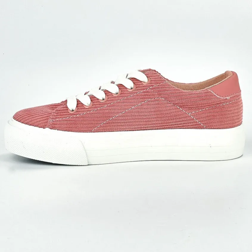 Baskets, Sneakers|STREET LIFE Baskets Femme Rose Velours Cotele