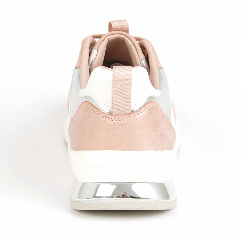 Baskets, Sneakers|STREET LIFE Baskets Femme Rose Et Argente