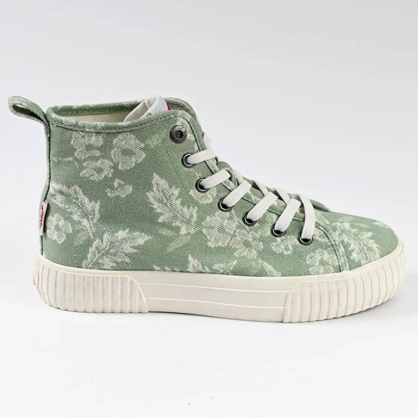 Baskets, Sneakers|LEE COOPER Baskets Femme Vert Imprime Fleuri